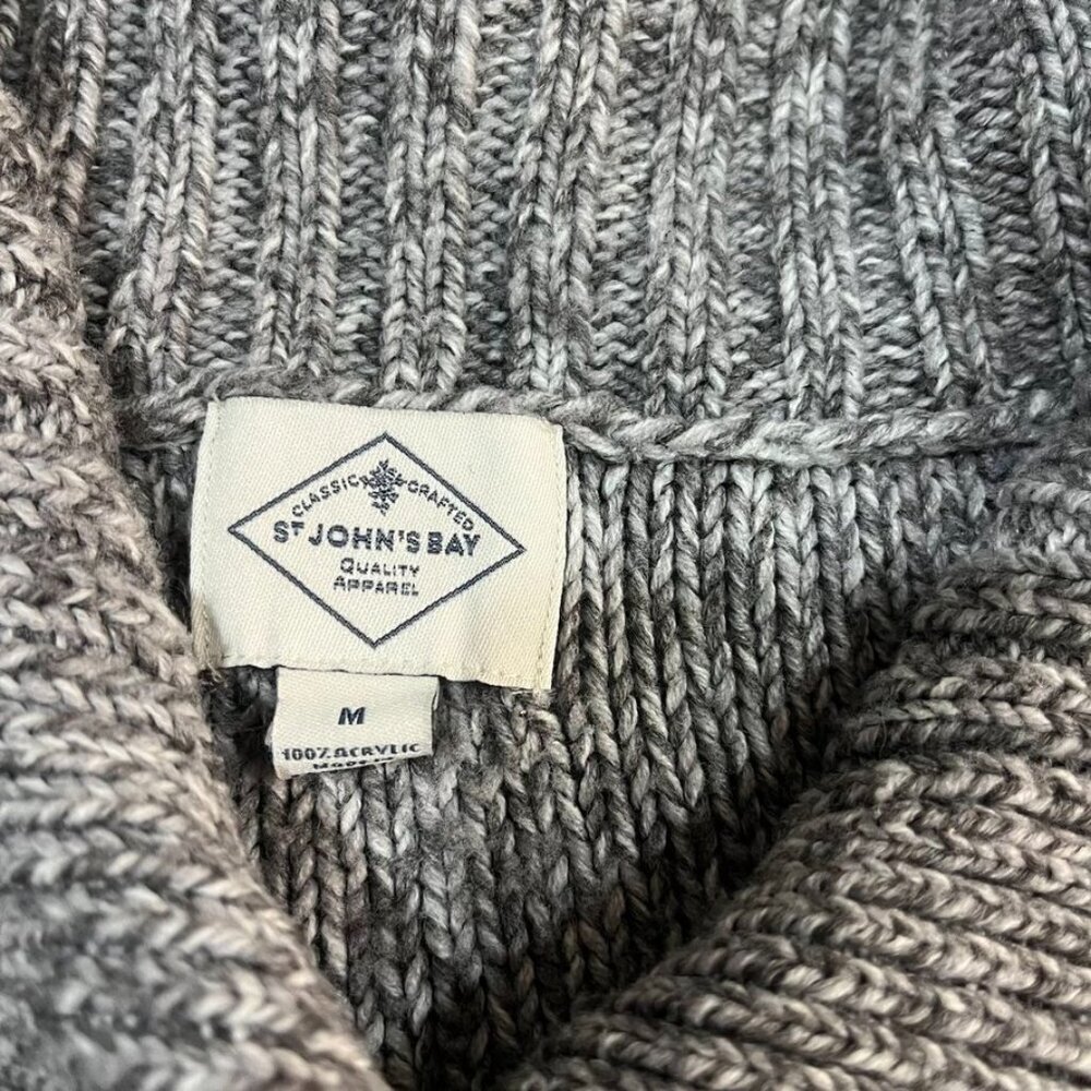 St. John’s Bay Cable Knit Button Cardigan Sweater Gray M - Picture 5 of 10